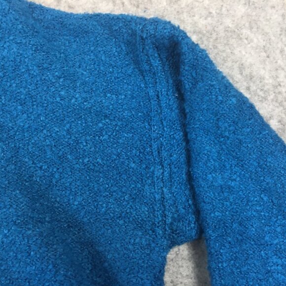 Double Zero Sweater L Oversized Slouchy Cropped V Neck Textured Boucle Knit Blue - Picture 4 of 13